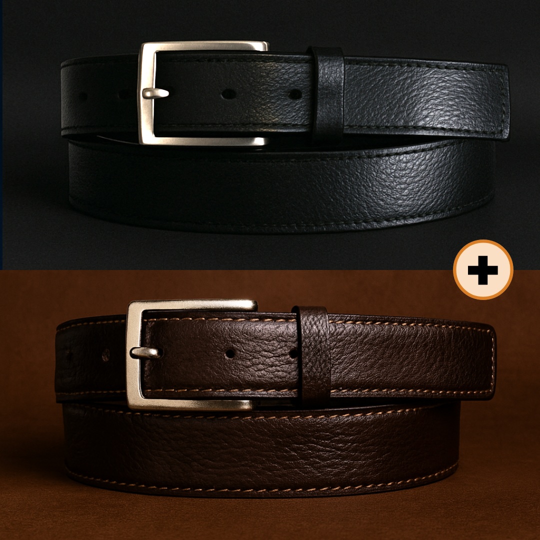 Pack 2 Ceintures "Texia" Marron + Noire 